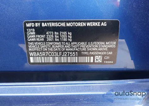 2020 BMW 330I xDrive from USA, damaged, VIN WBA5R7C03LFJ27551